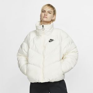 nike cream high neck padded jacket